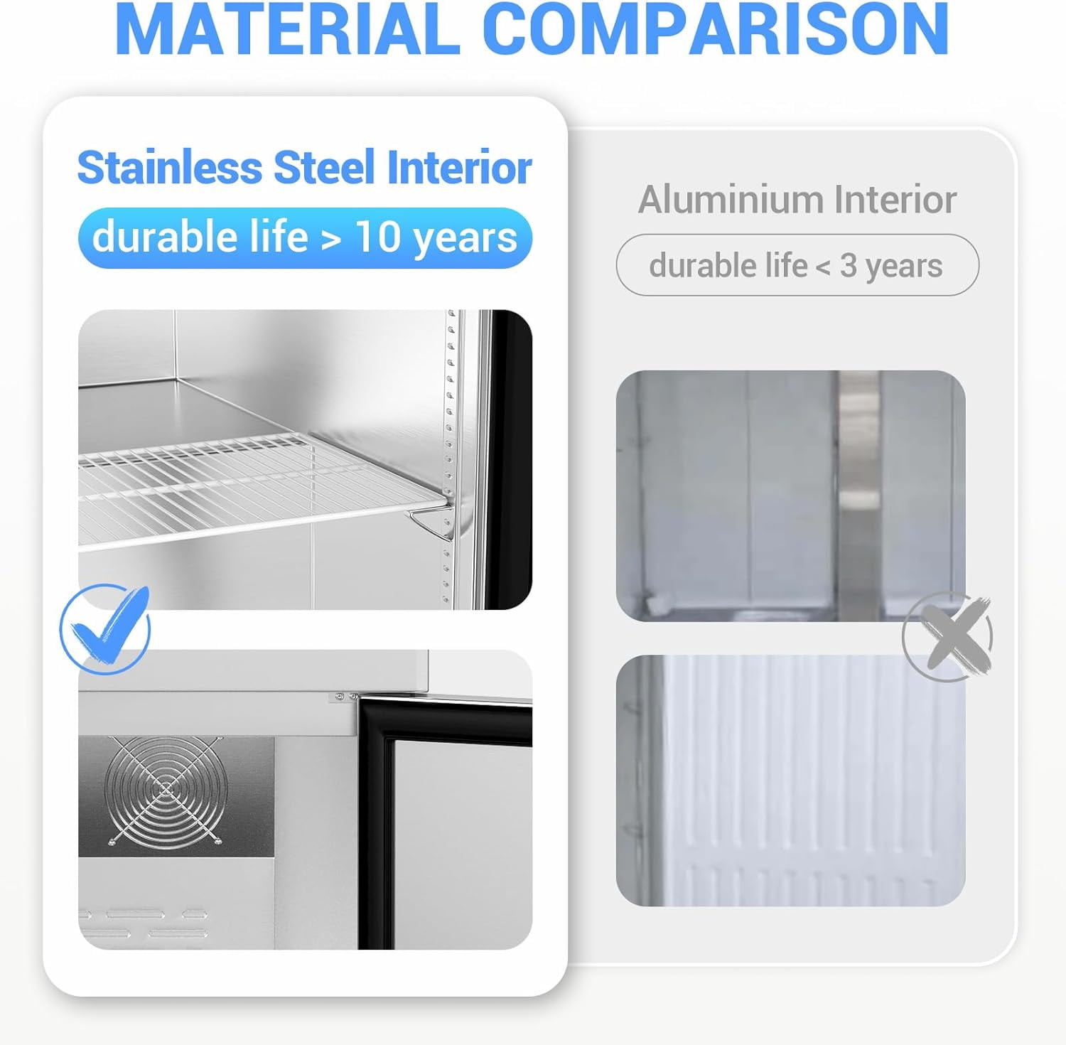 1pcs Stainless Steel Commercial Small Refrigerator - Kitchen Cooling Appliance, Bar Fridge, Beverage Cooler, Countertop Fridge, Compact Cooler