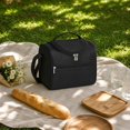 thumbnail image 4 of Square Flip-Top Crossbody Lunch Bag, Handheld Insulated Cooler Tote, Stylish Thermal Food Carrier, 4 of 5