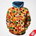 thumbnail image 2 of Sudadera con capucha con estampado 3D de pizza de pepperoni, sudadera con capucha de comida hipster, ropa de calle informal, divertida, ropa unisex para hombres y mujeres, sudaderas con capucha de nue, 2 of 5