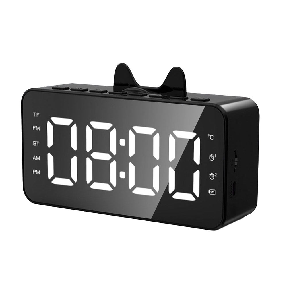 Q9 Smart Wireless Bluetooth Speaker Bedside Alarm Clock with Mic, Dimmable Display, FM Radio