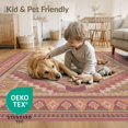 thumbnail image 4 of ODIKA 4'x6' Dusty Rose Pink Orange Geometric Diamond Washable Area Rug Intricate Stepped Medallion Design With Layered Motifs And Elaborate Multi Pet Friendly, Non-Shedding for Bedroom, Reading Nook, 4 of 7