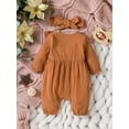 thumbnail image 3 of Bagilaanoe Newborn Baby Girl Fall Jumpsuits Ruffles Long Sleeve Bodysuits + Headband 1M 3M 6M Infant Casual One Piece Rompers, 3 of 8