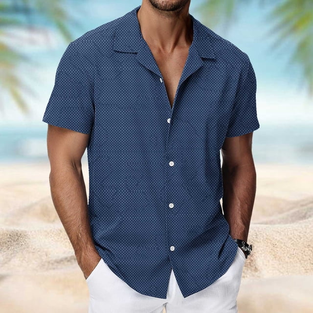 Blusa y camisa de manga corta con cuello vuelto para hombre, camisa hawaiana de manga corta con estampado de verano para playa, blusa, camisa para hombre, tops de poliéster