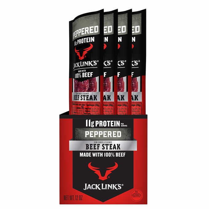 Jack Link's Beef Steak Stick, Peppered, 1 oz, 12count