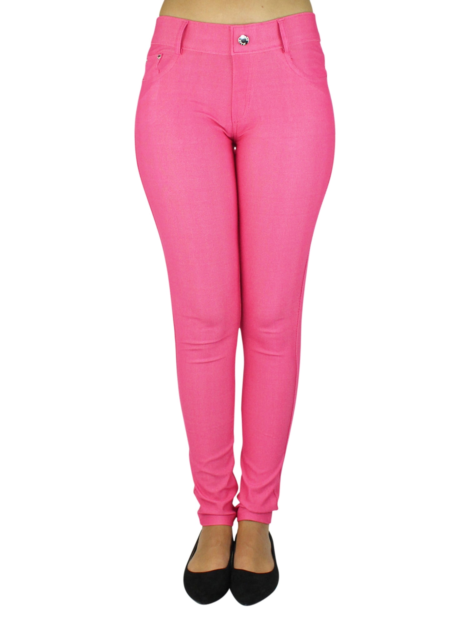 Fuchsia Hot Pink Stretchy 5 Pocket Jean Leggings Size Small/Medium ...