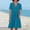 Blue, variant on ClodeEU Women's Linen Blend V-Neck Short Sleeve Dress ,Loose Fit Casual Dress in Vintage Style Blue,Womens Plus XXL