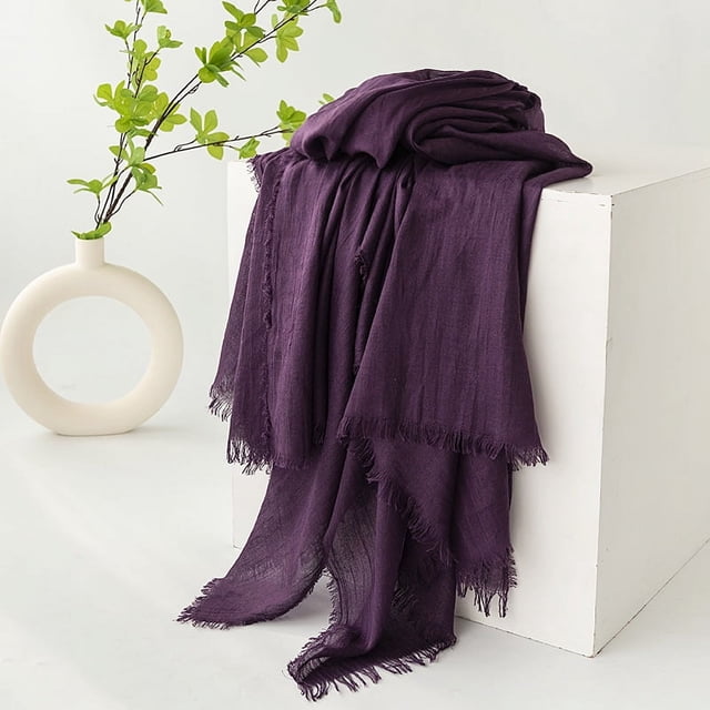 Bufanda de verano de algodón y lino, color sólido, sencilla, para uso diario, protección solar, chal de seda para mujer, bufanda, bufanda, bufanda