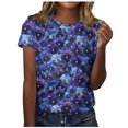 thumbnail image 3 of ATENAR Shirts for Women Crew Neck Shirts Short Sleeve Summer Tops Purple M, 3 of 4
