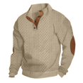 thumbnail image 7 of IAJDKMEK Men's Stand Collar Button Sweater - Jacquard Knit Long Sleeve Casual Outdoor Pullover, Sweaters for Men Hiking Travel Daily Wear,Khaki XL, 7 of 7