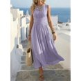 thumbnail image 3 of Womens Purple Sleeveless Maxi Dress, Criss-Cross Waist Summer Vacation, 3 of 4
