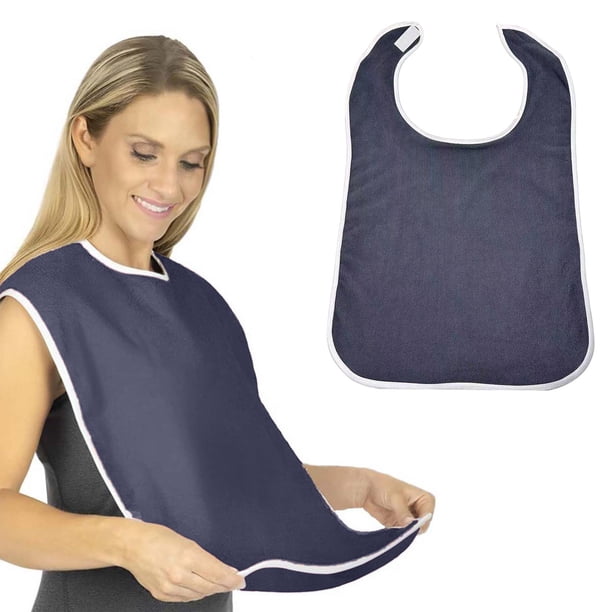 Babero impermeable para adultos, 75x45cm, con correas ajustables, para el cuidado de ancianos, asistencia en las comidas y rehabilitación. 1 unidad, gris Rkxzt