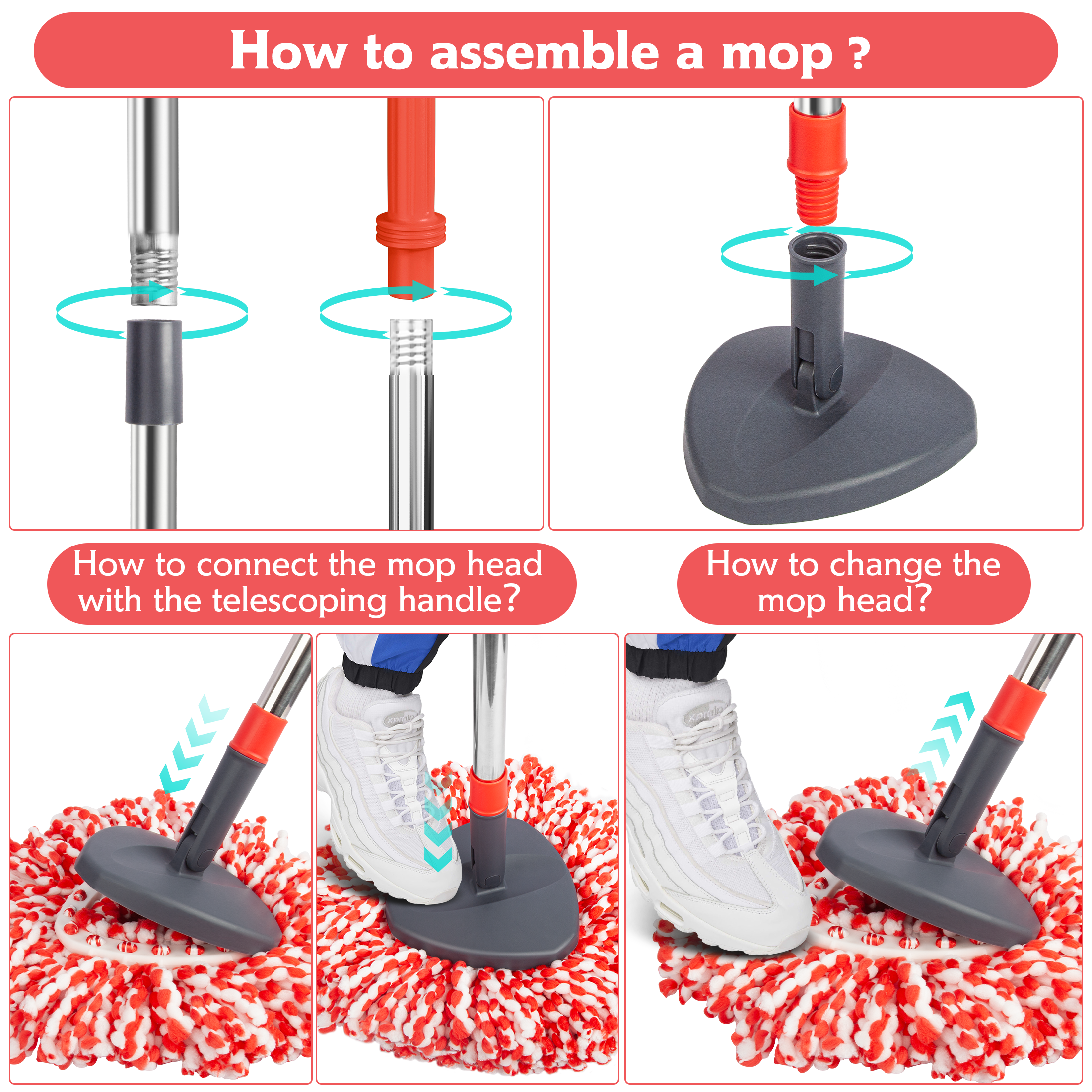 Sugarday Microfiber Spin Mop and Bucket with Foot Pedal Wringer photo 4