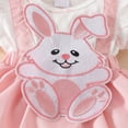 thumbnail image 5 of Kaprioy My First Easter Baby Girl Outfit Girls Clothes Newborn Baby Girl Easter Outfit Short Sleeve Bunny Embroidery Suspender Romper Dress Headband, 5 of 8
