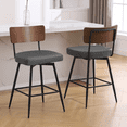 thumbnail image 3 of ANMINY Swivel Bar Stools Set of 3, 26" Seat Height, Upholstered Faux Leather Counter Barstools with Wood Backs and Metal Legs, Counter Height Bar Stool for Kitchen Island, 3 of 9