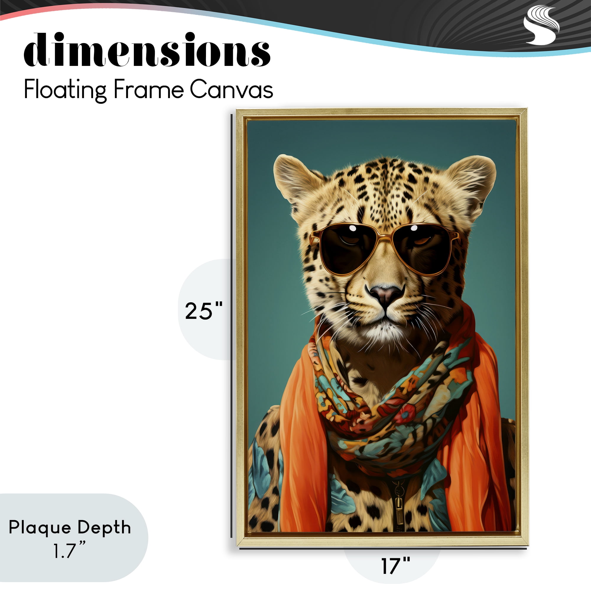Stupell Industries Safari Glamour Leopard Gold Framed Floater Canvas Wall Art, design by Andrea Haase