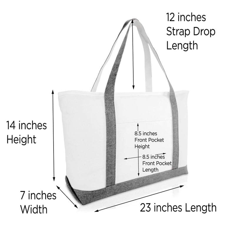 DALIX 23" Large Heavy Duty Cotton Canvas Tote, Gray photo 4