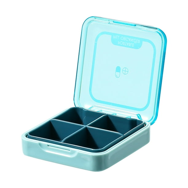Medicine Organizer Pill Box Square Supplement 4 Compartments Small