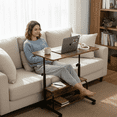 thumbnail image 3 of edx Height Adjustable Desk Standing Desk Small Desk for Small Spaces, Mobile Rolling Computer Desk on Wheels, Portable Desks Study Table for Home Office,Rust, 3 of 8