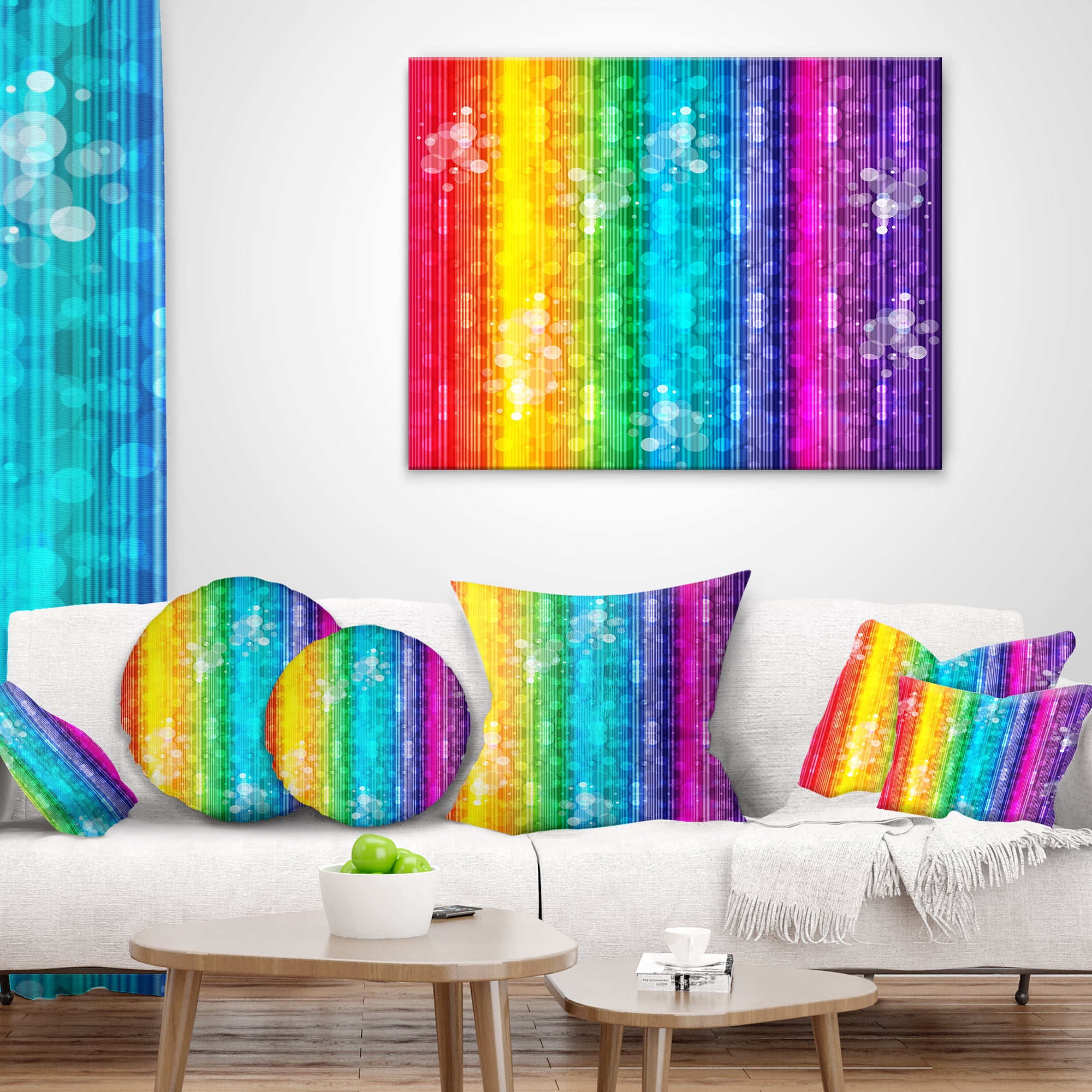 Designart Rainbow Effects Illustration - Abstract Throw Pillow - 12x20