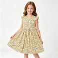 thumbnail image 7 of Aline Floral Dress Girls Ruffle Sleeve Casual Cute Summer Dresses Cotton Going Out Trendy Outfits Khaki, 8 Years, 7 of 7