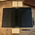 thumbnail image 3 of Slccxzc PU Leather Black A5 Notebook Cover with Pen Holder Card Slots Refillable Journal Case 1-Piece, 3 of 7