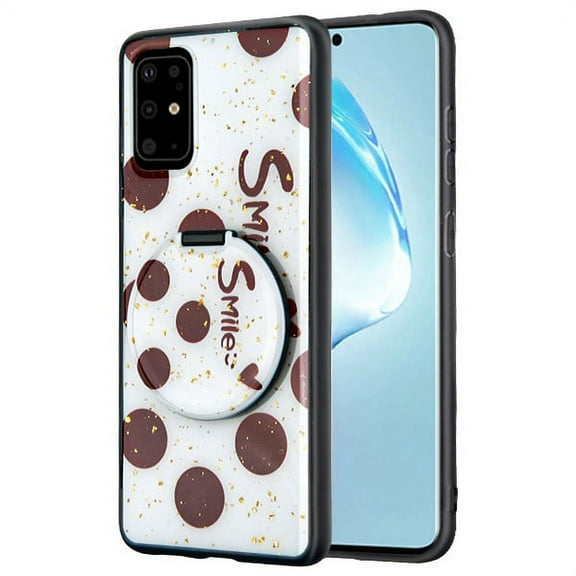 Samsung Galaxy S20 PLUS (6.7") Phone Case with Mirror & Foldable Stand Slim Shockproof Drop Protection Hybrid Hard PC Covers Soft Rubber Bumper Protective Cover [Smile Bubble] for Samsung Galaxy S20 