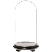 Plymor 9.75" x 20" Glass Display Dome Cloche (Black Wood Veneer Footed Base)