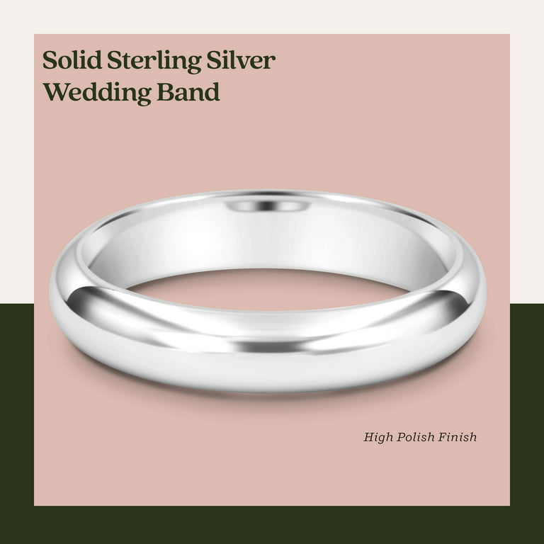 Sterling Silver Wedding Band 4mm Men or Women Bridal Ring Size 7 | Polished  Finish | Tarnish Resistant
