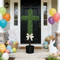 thumbnail image 6 of Summercome 2.5ft Cross Shaped Boxwood Topiary with Plastic Planter Pot,Bunny Topiary with Bow,UV-Resistant Easter Home Decor for Porch,Outdoor Indoor Spring Rabbit Artificial Topiary Tree(Cross), 6 of 9