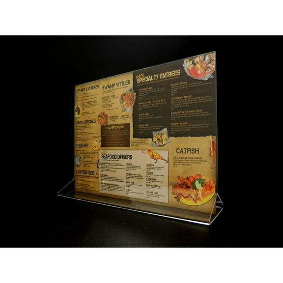 Acrylic Top Loading Display Sign Holder 11" x 8.5" (Quantity of 5) - Great for Countertop Displays! (Signs, Marketing, Advertising, Promotion, Graphic)