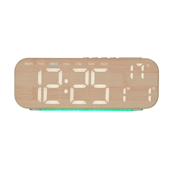 Multi-Function Digital Alarm Clock with 5 Colors Ambient Lighting Countdown Temperature Snooze Dual Alarm Adjustable Brightness for Living Room Home Office