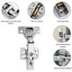 thumbnail image 2 of Bisagras de estilo europeo con cierre automático, diseñadas para gabinetes de 18 mm con tornillos de montaje incluidos, acabado niquelado para una fácil instalación de placas con clip, marco frontal, 2 of 5