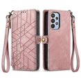 thumbnail image 2 of For Samsung Galaxy A23 5g Geometric Zipper Wallet Side Buckle Leather Phone Case(pink), 2 of 5