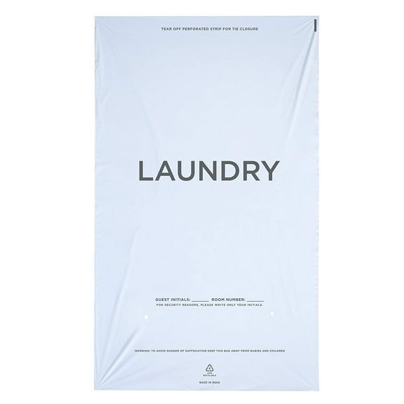 WELCOME Laundry Bags Hospitality - 14 X 24 Hotel Laundry Bags - Tear Tape Tie Closure White Plastic Case of 1000