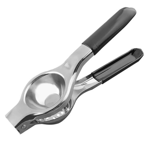 Cateissary Utensilios de cocina Exprimidor de limón Exprimidor de naranja de acero inoxidable Jugo de fruta Rápido con mango de silicona Prensa Negro