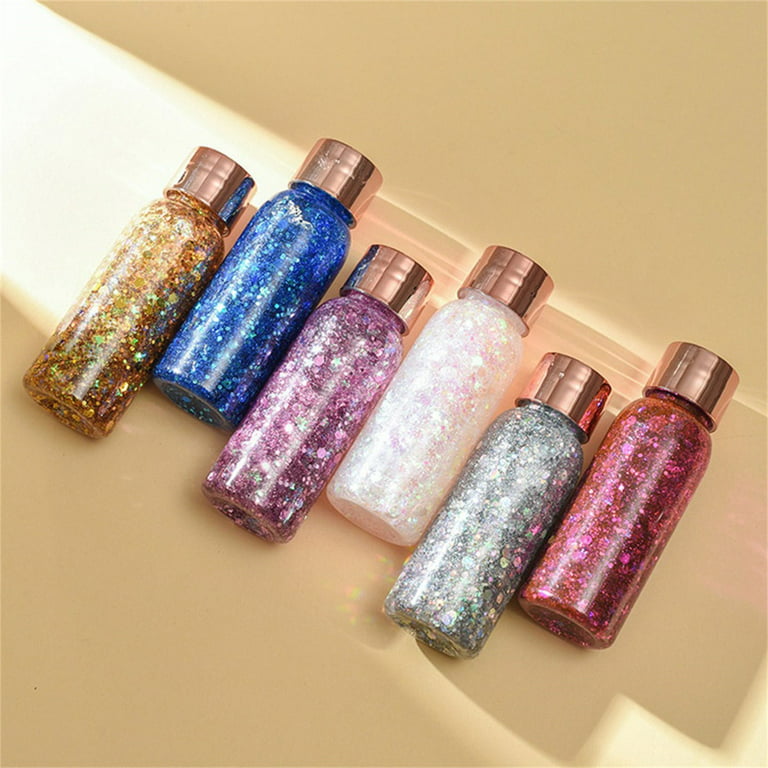Mortilo Body Paints for Adults Makeup Sequin Gel Face Body Decoration Sequin Liquid Eye Shadow Dazzling Color Polarization Sequins Glitter Body Gel 30ml F