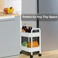 thumbnail image 2 of 2-Tier Rolling Cart Storage Organizer with Wheels, White - Multifunctional Utility Trolley for Office Home Kitchen, 2 of 6