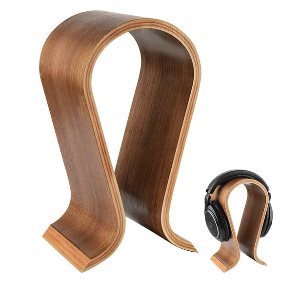 Wooden Omega Headphones Stand / Wooden Headphone Hanger / Wood Headset Holder / Omega Earphone Desk Display Hanger - Wooden Headsets Walnut Finish - Linkidea