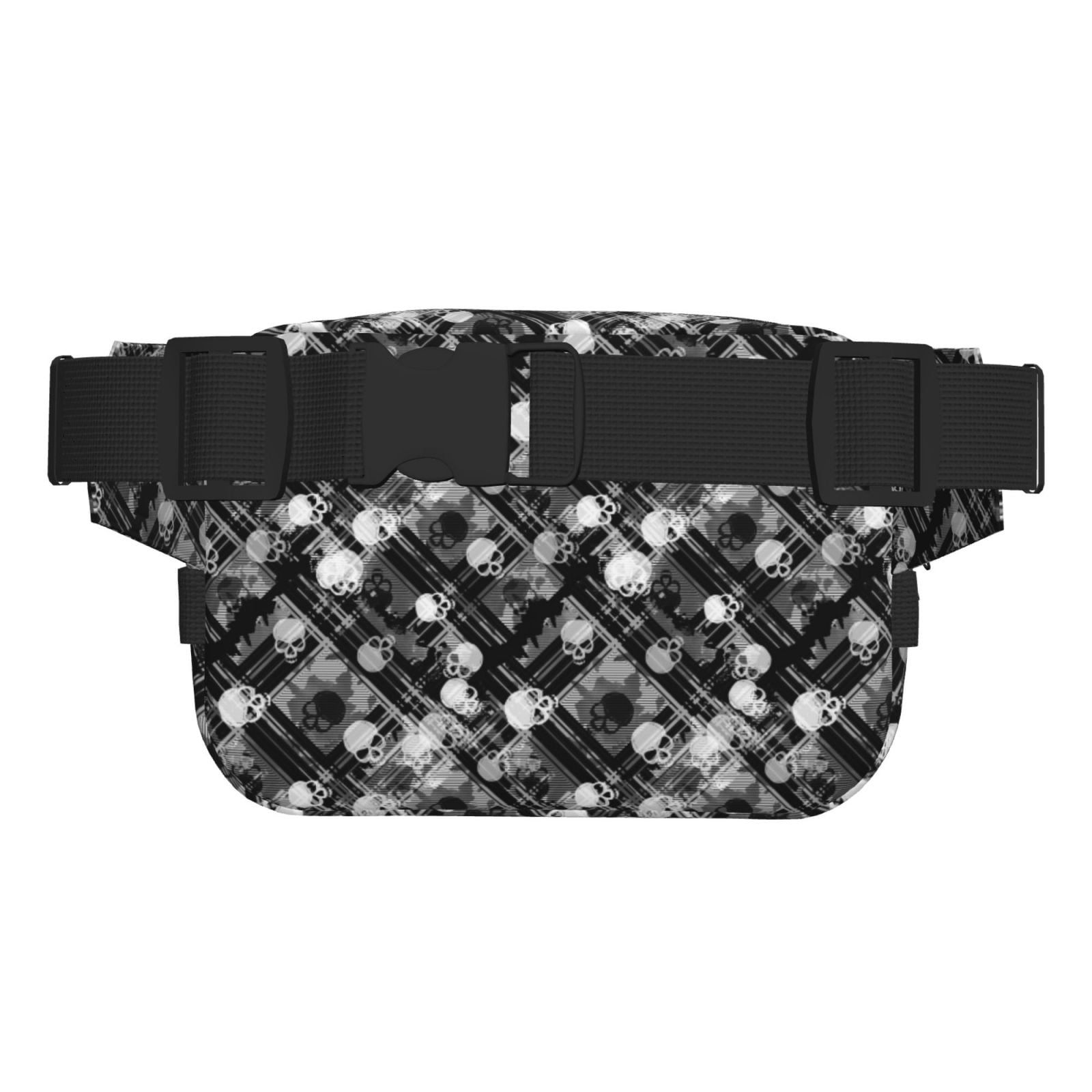 Picia Seamless Pattern With Skulls Print Square Double-Layer Waist Bag Mini Adjustable Waist Belt Bag Exercise Running Travel Hiking