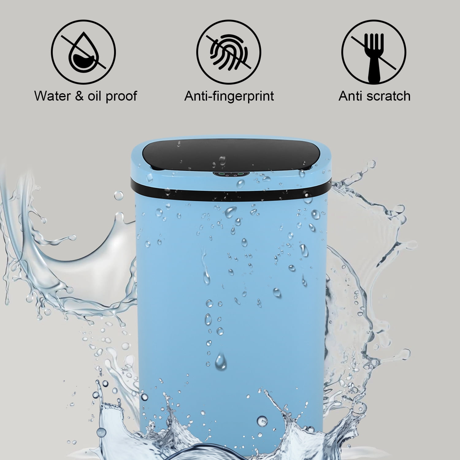 NiamVelo Kitchen Trash Can  with Lid, 13 Gallon Garbage Can Automatic Trash Can  for Bedroom Bathroom Home Office,Blue