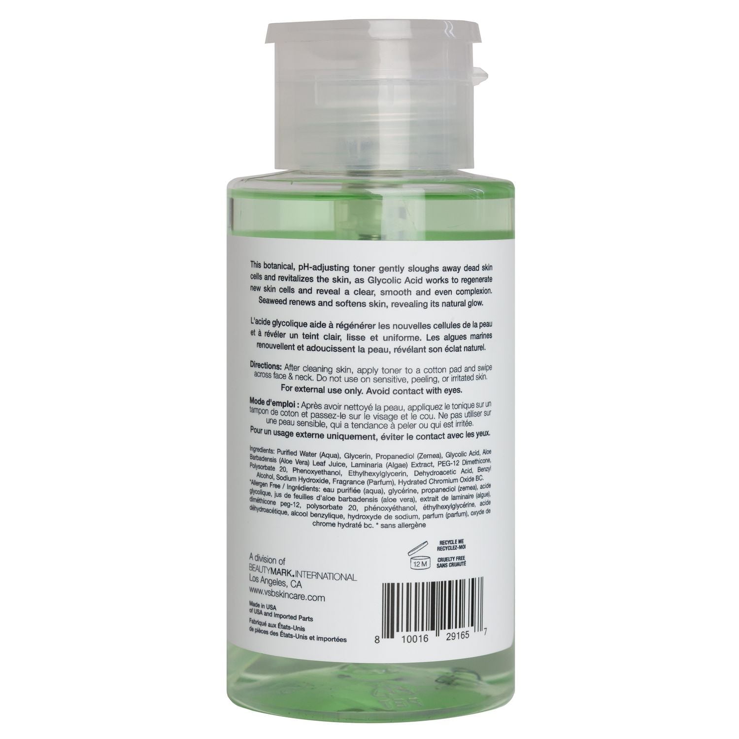 Vitamins and Sea beauty Exfoliating Seaweed and Glycolic Acid Face Toner, 237 mL, Seaweed and Glycolic Acid