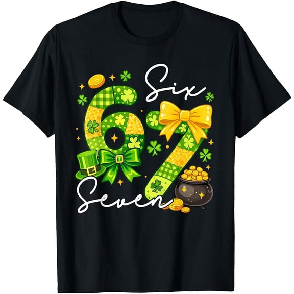 Funny Six Seven 67 Meme St Paddy's Boys Girls St Patrick's Day T-Shirt, T-Shirt for Kids Youth, 180gsm, 100% Cotton