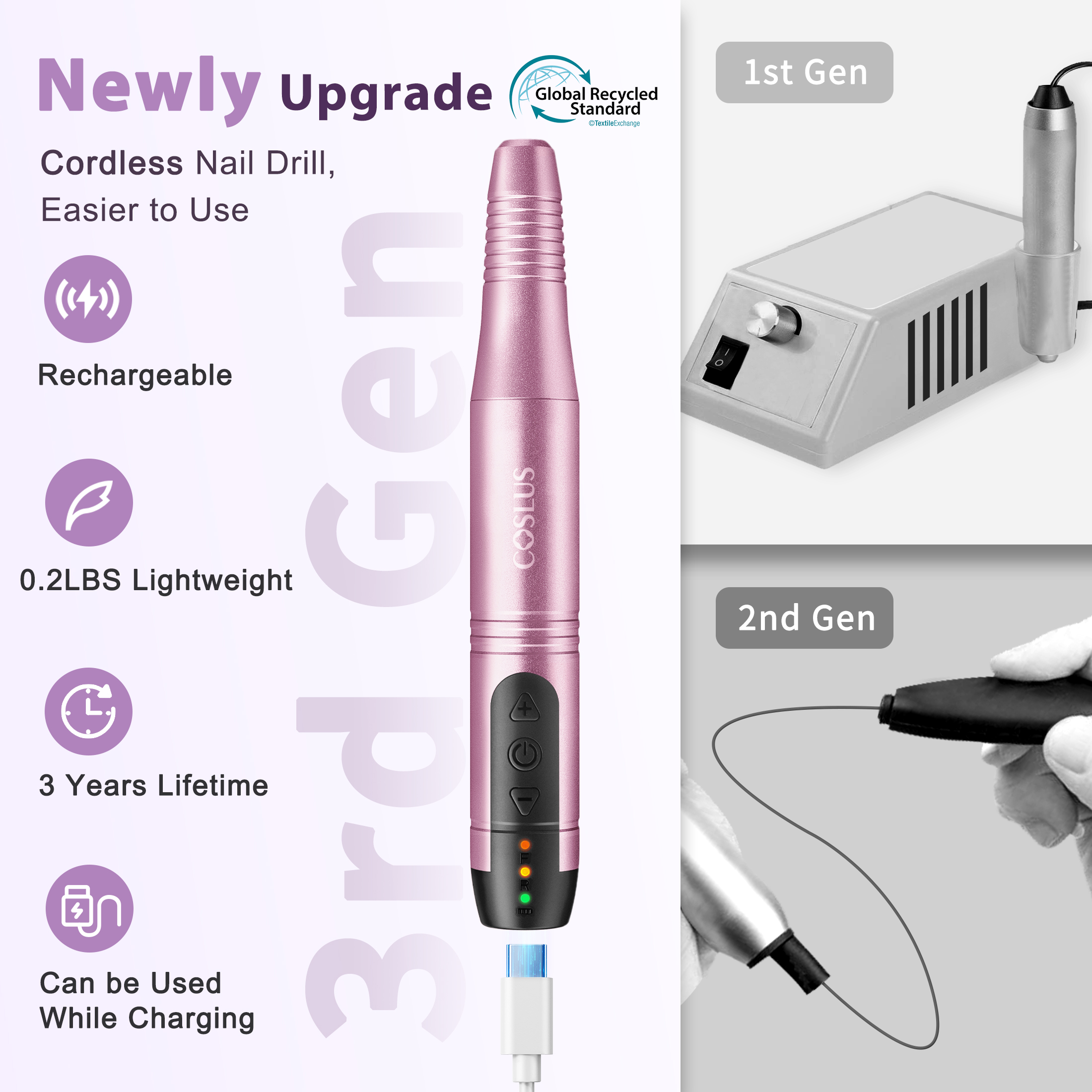 COSLUS CX20 Electric Nail Drill Kit with 6 Bits & Sanding photo 4
