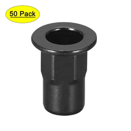 

M4 Rivet Nuts Thread Half Hexagonal Carbon Steel Zinc-Plated Flat Head Threaded Insert Nut Black 50 Pcs
