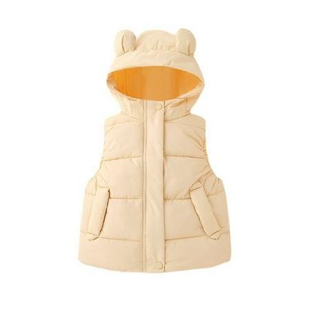 

Toddler Kids Baby Boys Girls Winter Warm Lightweight Bear Ears Hooded Sleeveless Padded Vest Jacket Waist Coat Girls down Sweater Jacket