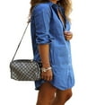 thumbnail image 2 of KEINXS Womens Casual Denim Jeans Turndown Tops Blouse Ladies Long Sleeve Mini Dress, 2 of 6