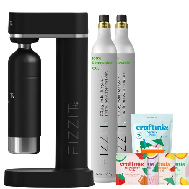 Soda Maker FIZZIT Fizz & Flavor Power Bundle con mezcla de 12 sabores