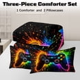 thumbnail image 2 of BlessLiving 3Pcs Game Controller Comforter Set Twin Size Gaming Bedding Set for Kids Boys Gamer, Black, 2 of 8