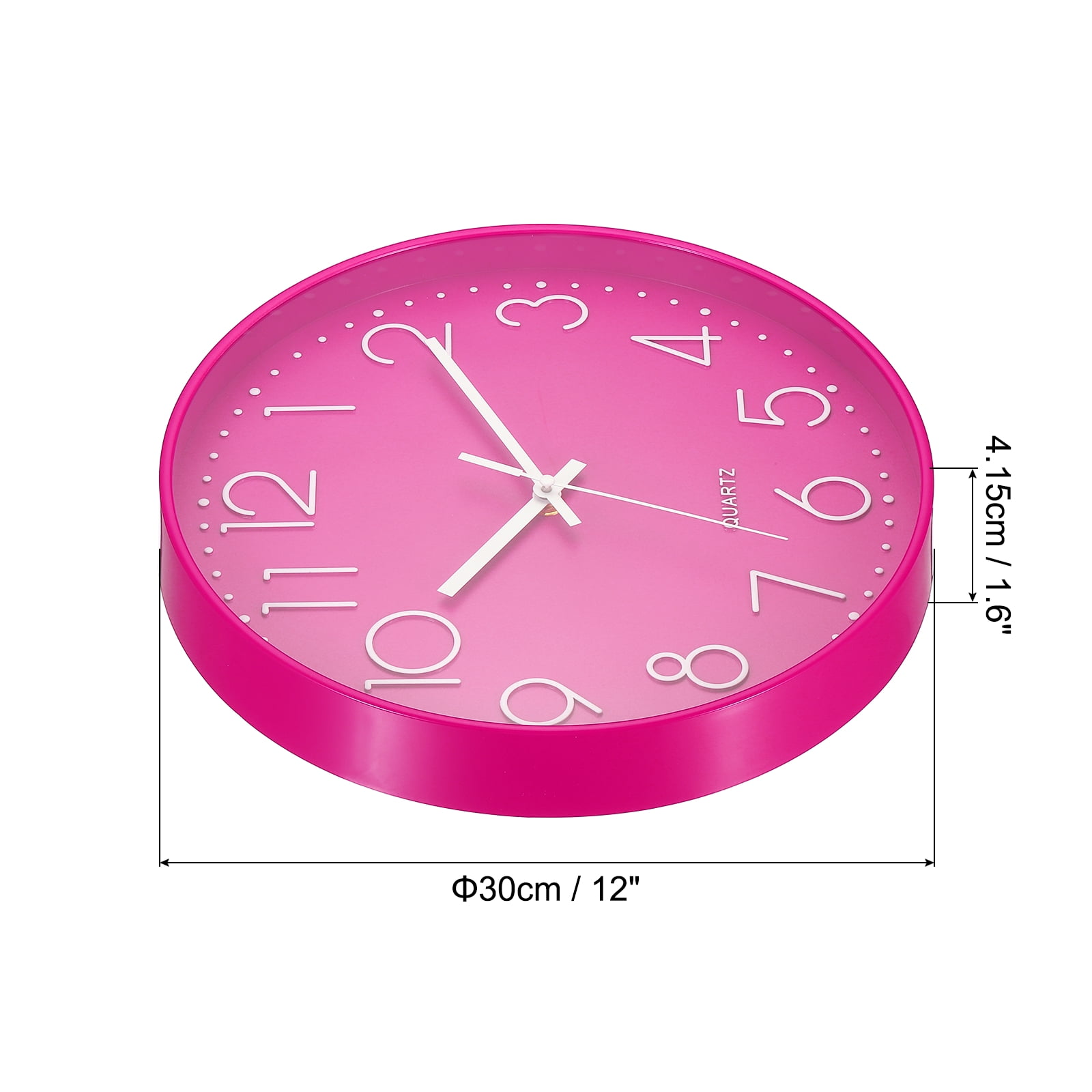 Uxcell 12" Wall Clock Battery Operated Silent Non Ticking Round Clock, Pink