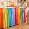 thumbnail image 5 of Rainbow Striped Table Skirt, Wrinkle Resistant Decorative Table Skirt with Ruffle Header, Colorful Table Cover, for Party, Banquet, Home Decor, 5 of 5